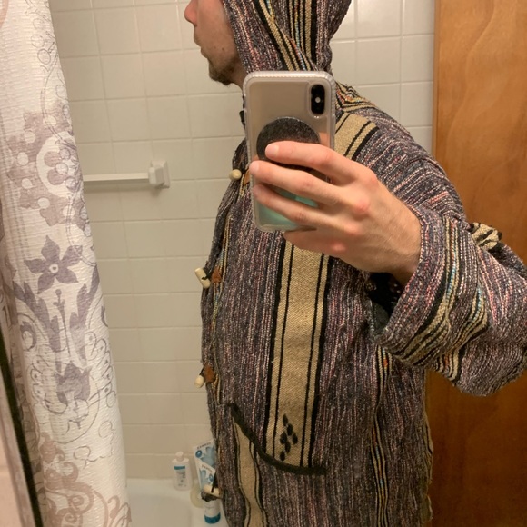 Decorative Moroccan Rug Hoodie Hand Knit - Picture 4 of 5